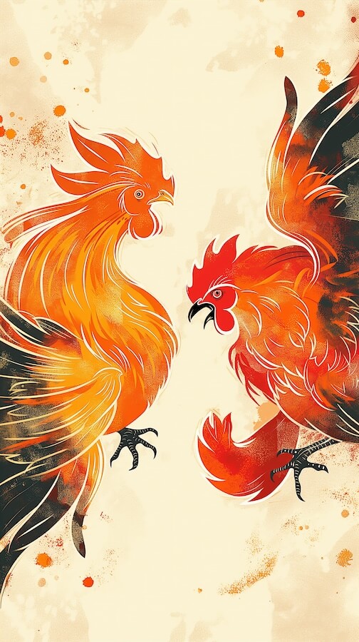 two-roosters-fighting-in-the-style-of-mark-hunt