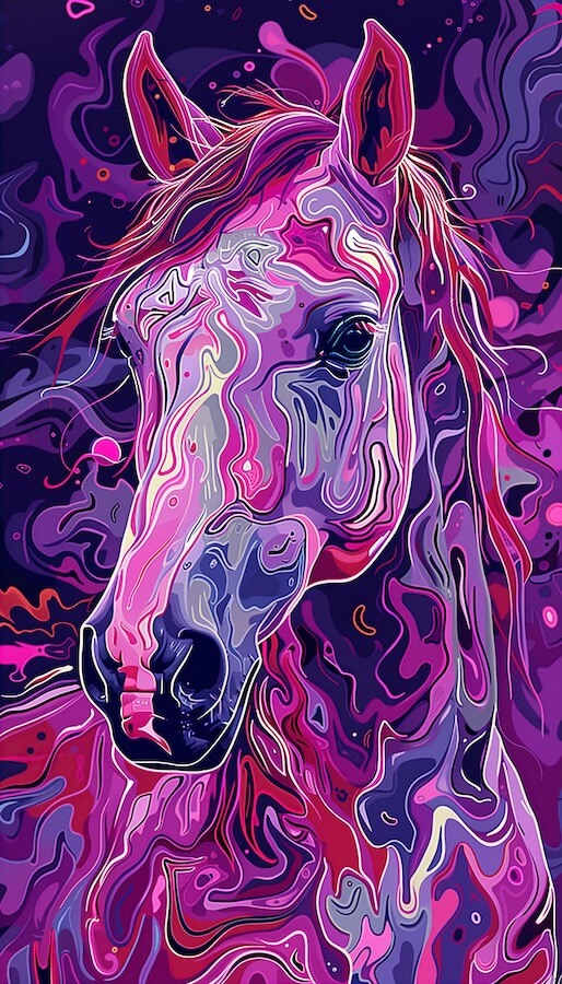 vector-illustration-of-a-pink-and-purple-horse-in-the-psychedelic-style