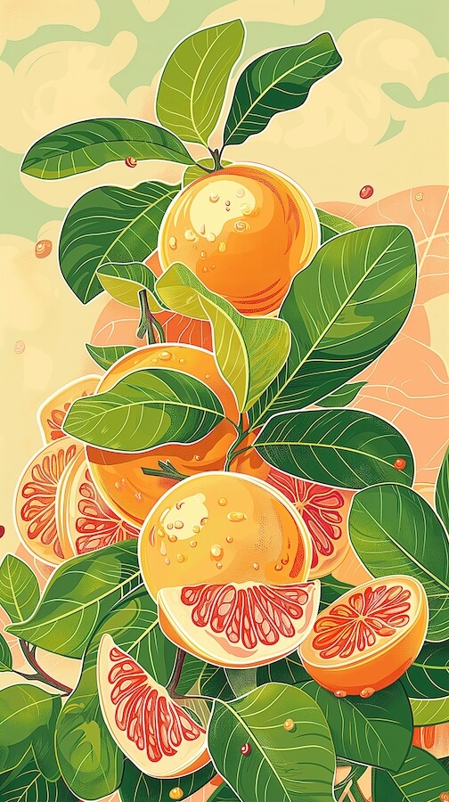 vibrant-vector-illustration-of-fresh-grapefruits-on-a-tree