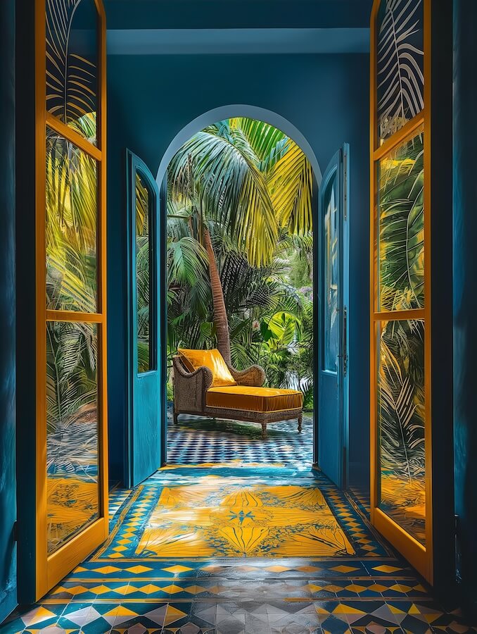 yellow-patterned-floor-with-an-open-door-leading-to-the-garden