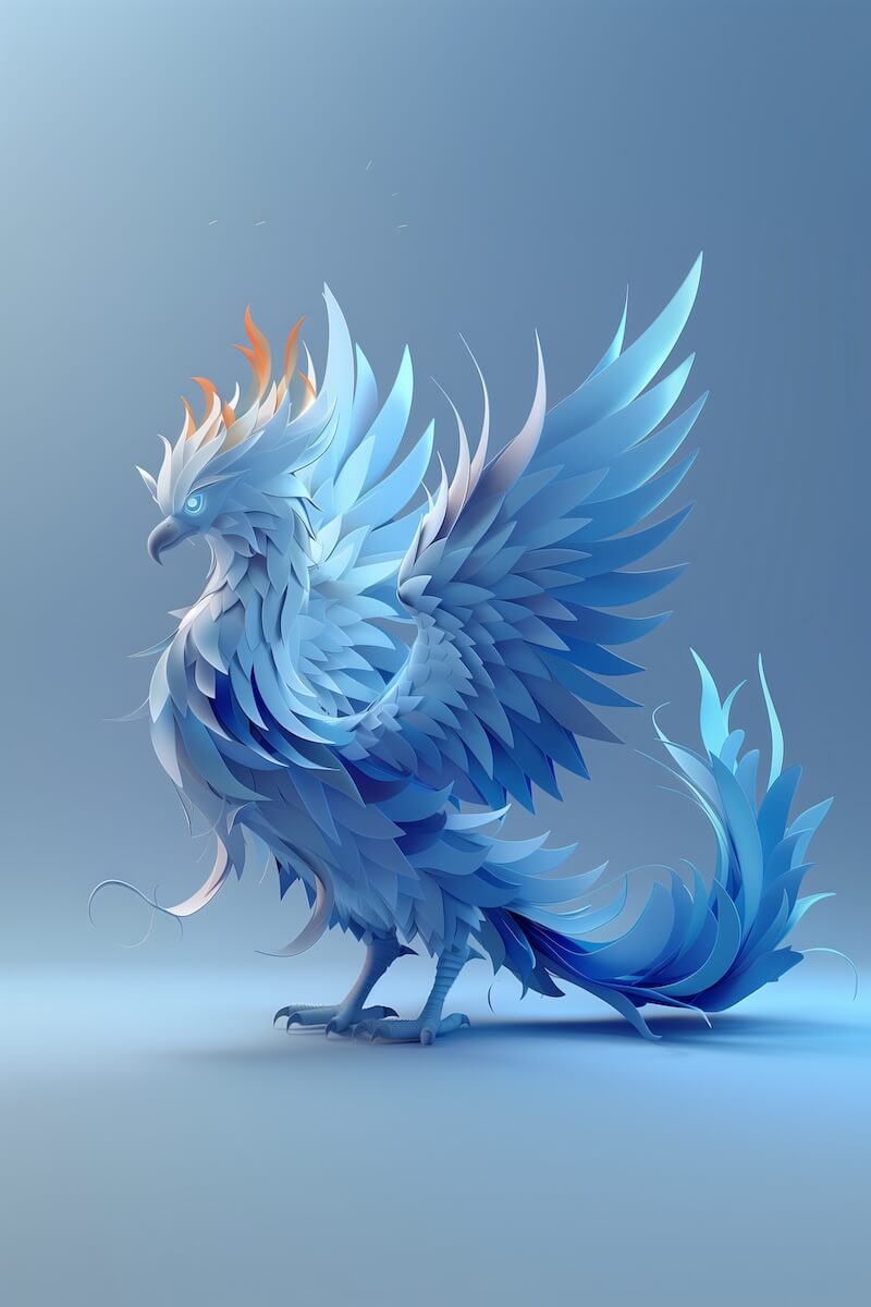 3d-rendering-of-a-blue-phoenix-with-a-cartoonish-design