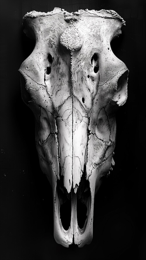 black-and-white-photograph-of-an-animal-skull