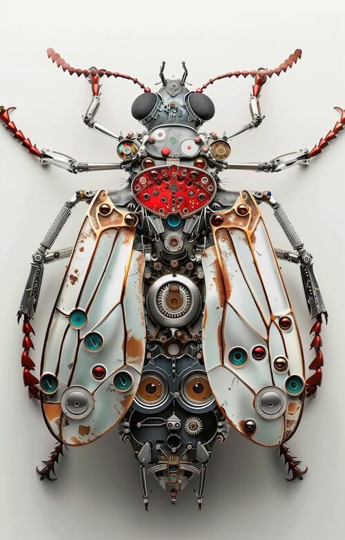 mechanical-beetle-made-of-metal-parts-with-red-and-green-details