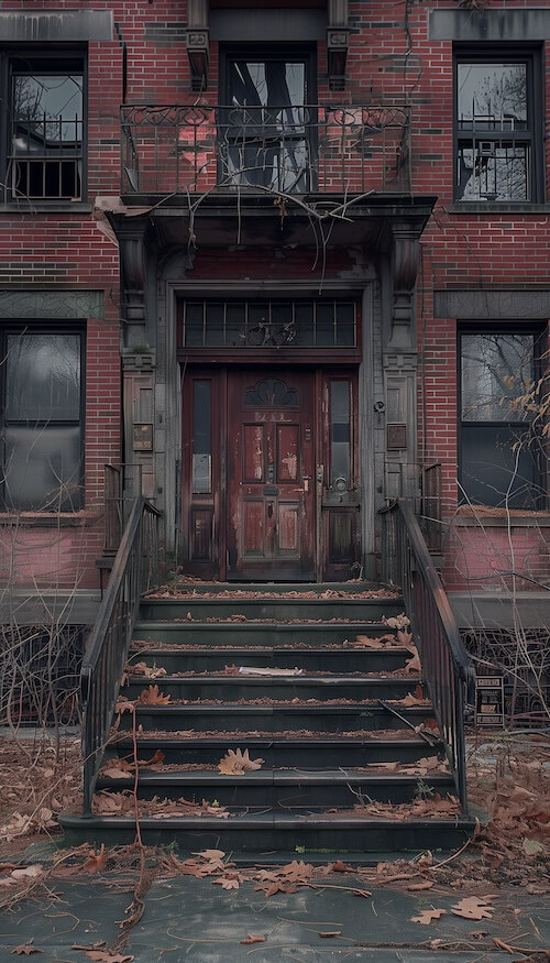 old-red-brick-building-with-broken-steps-leading-to-the-front-door