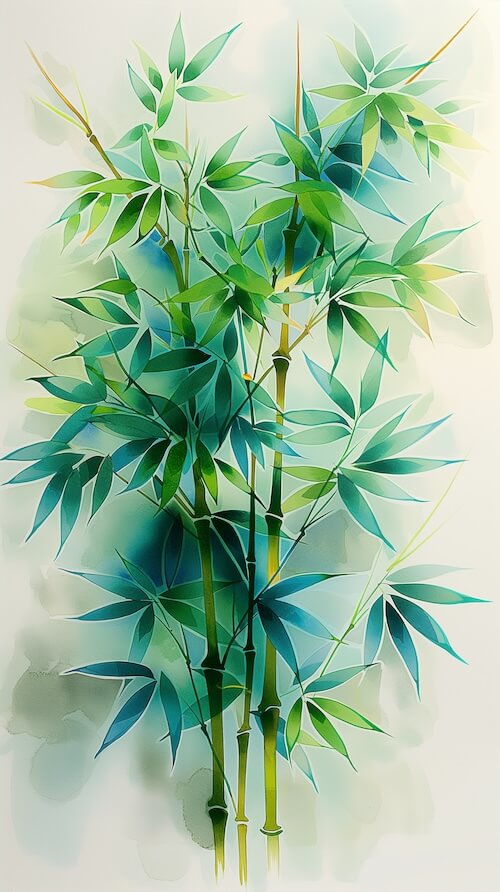 painting-of-bamboo-with-light-green-leaves