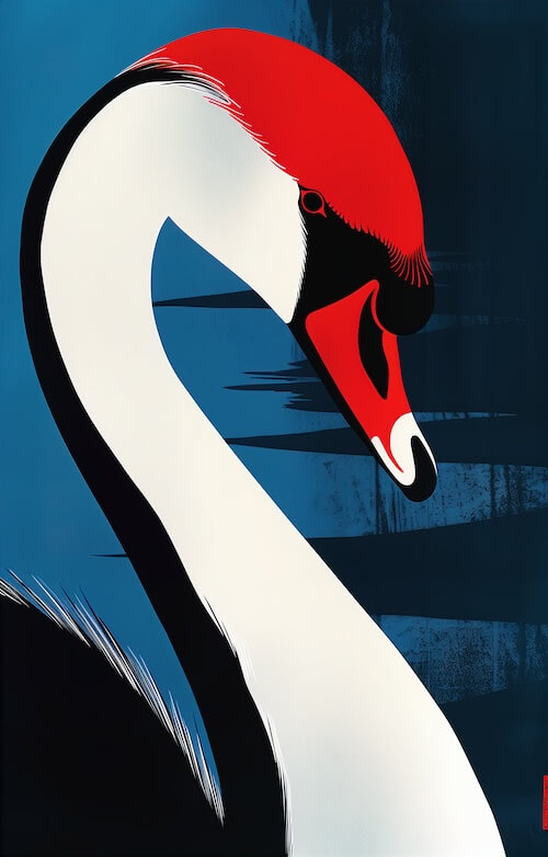 sleek-black-and-white-swan-with-a-red-head