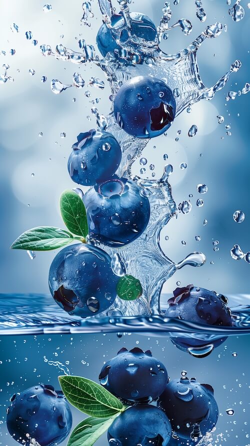 blueberries-splashing-in-blue-water-with-a-background