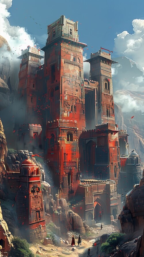 concept-art-of-an-ancient-fantasy-red-brick-tower