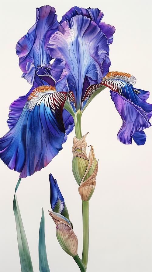 detailed-watercolor-illustration-of-an-iris-flower-in-full-bloom