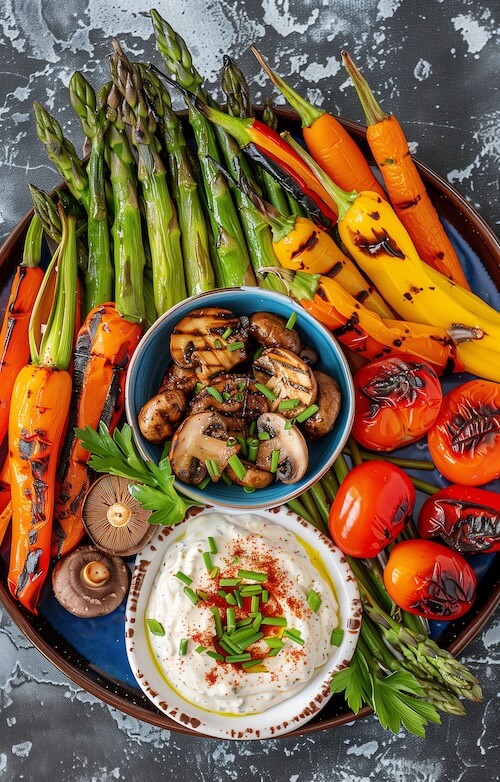 grilled-vegetables-with-mushrooms-and-garlic-cream-cheese