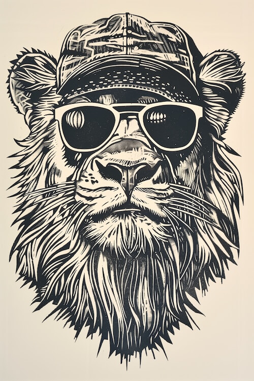 old-bearded-lion-wearing-sunglasses-and-a-baseball-cap