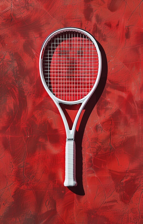 top-view-of-white-tennis-racket-on-red-background