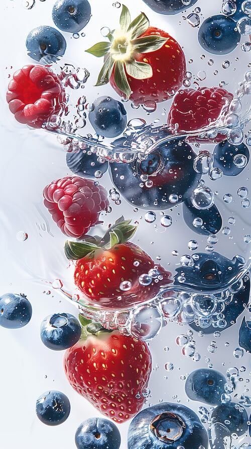 various-berries-strawberries-and-blueberries-falling-into-water