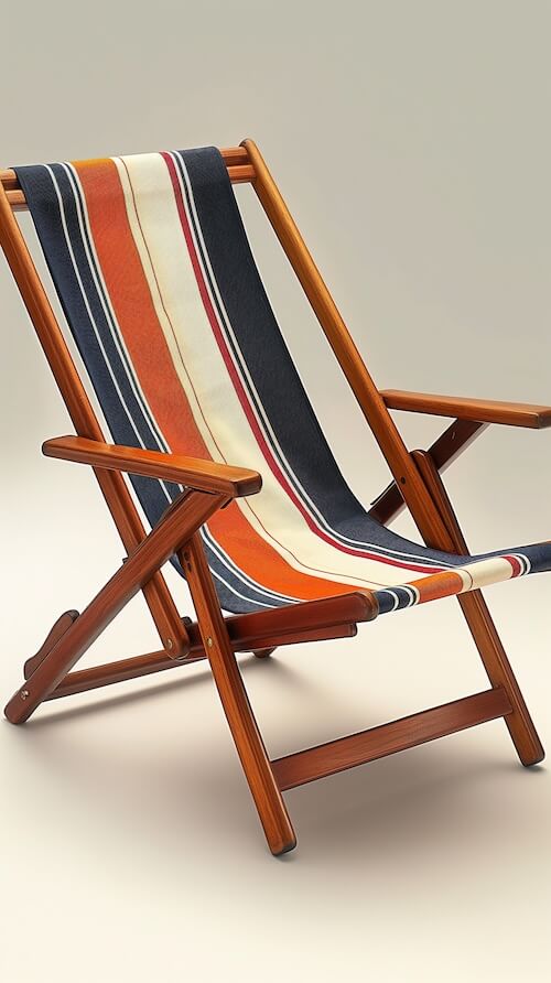 wooden-deck-chair-with-striped-fabric