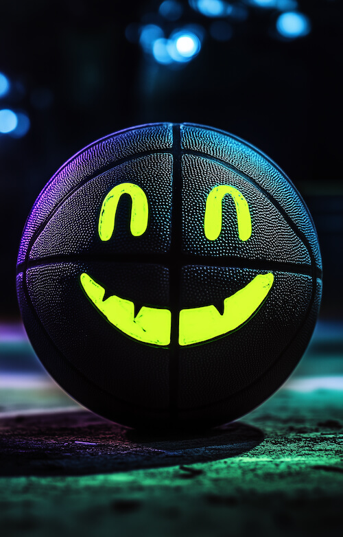 basketball-with-the-smiling-face-of-an-emoji-on-a-black-background