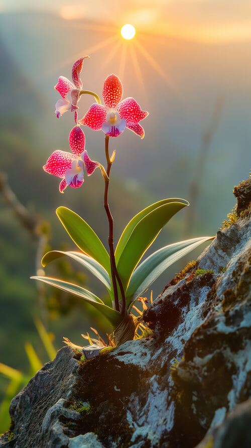 beautiful-orchid-growing-on-the-edge-of-an-ancient-mountain