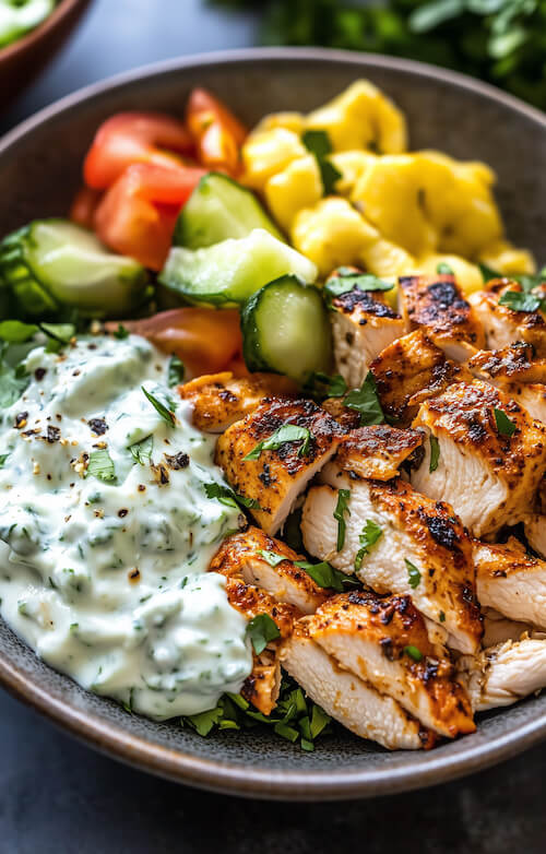 chicken-bowl-with-cucumber-and-mint-greek-tzatziki-style