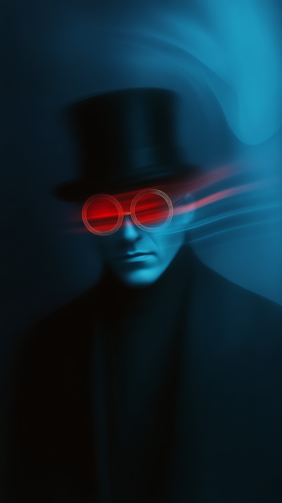 mysterious-man-wearing-top-hat-and-red-glasses-in-dark-room