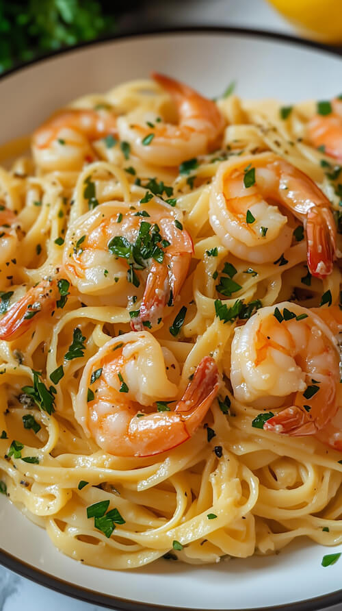 pasta-with-lots-of-lemon-alfredo-sauce-and-shrimp