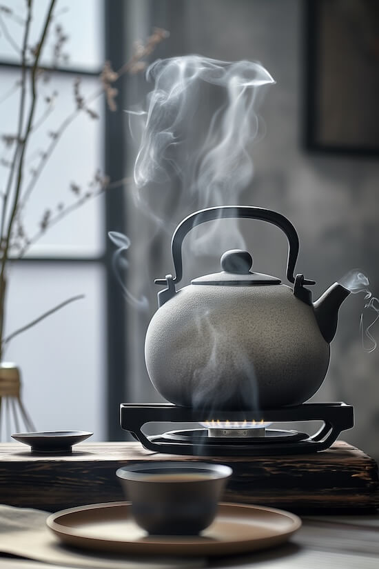 traditional-teapot-on-an-iron-stove-with-smoke-rising-from-the-top