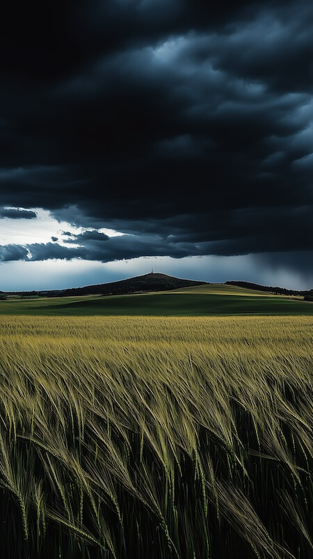 vast-green-wheat-field-under-dark-stormy-clouds-with-rolling-hills