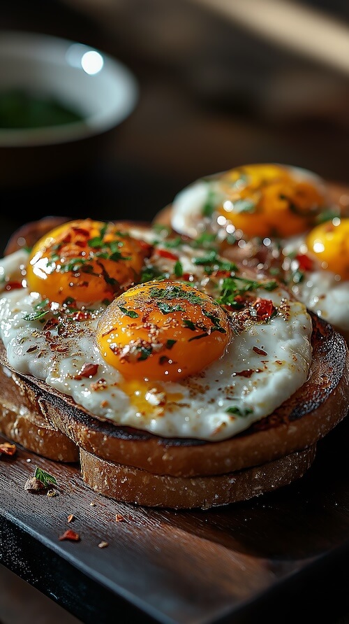 warm-and-golden-fried-eggs-on-toast-sprinkled-with-chili-powder