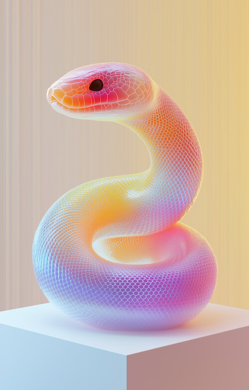 3d-pastel-rainbow-snake-with-white-and-pink-scales