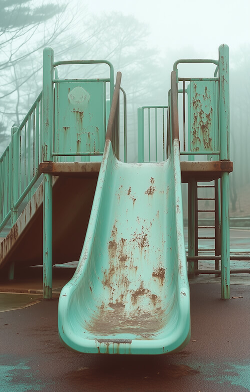 abandoned-playground-slide-on-an-eerie-and-foggy-day