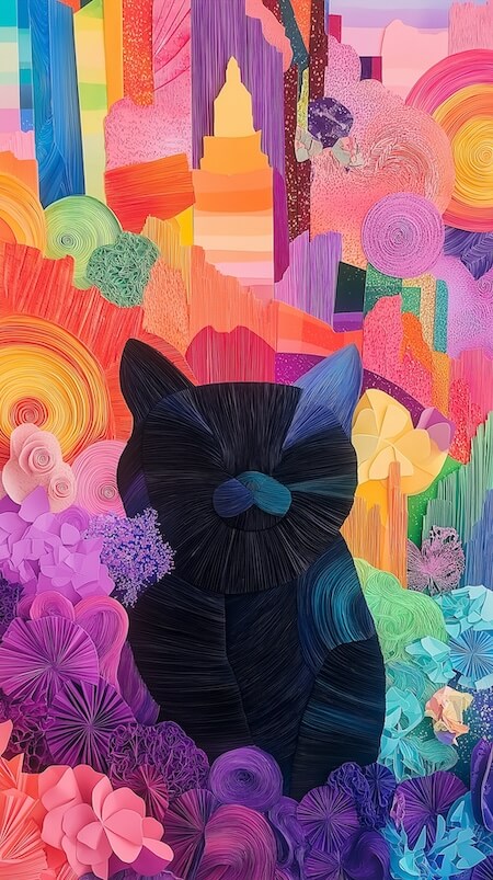 black-cat-surrounded-by-colorful-floral-patterns