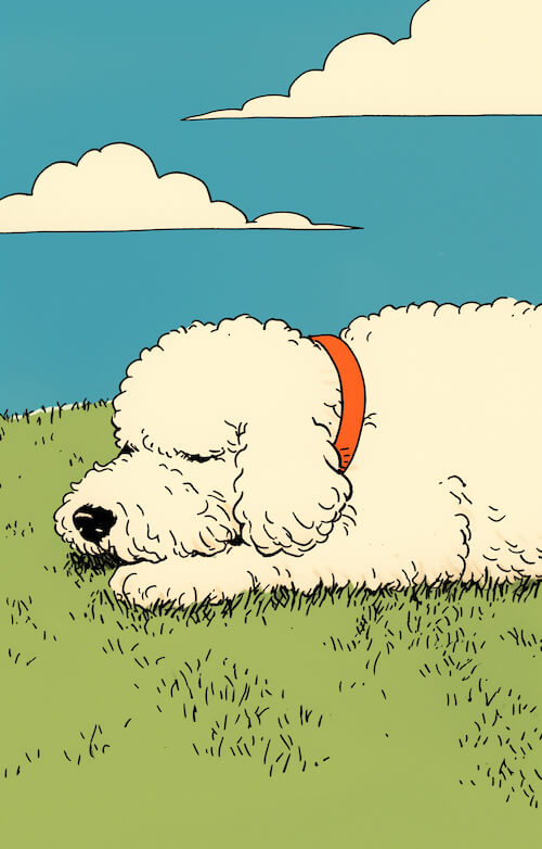 illustration-of-an-old-english-sheepdog-sleeping-on-the-grass