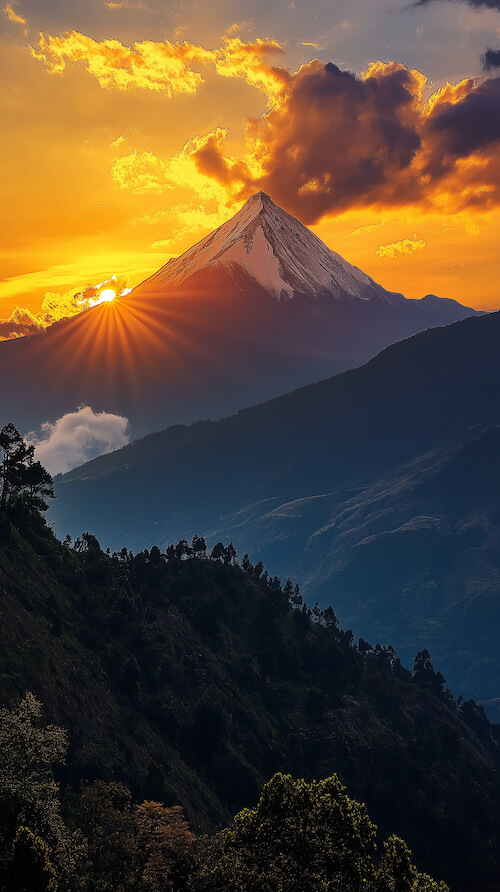 majestic-mount-inca-mountain-range-in-between-trees-and-clouds