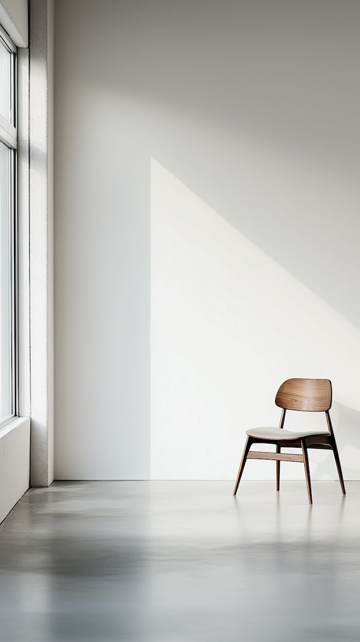 minimalist-room-with-a-sleek-wooden-chair