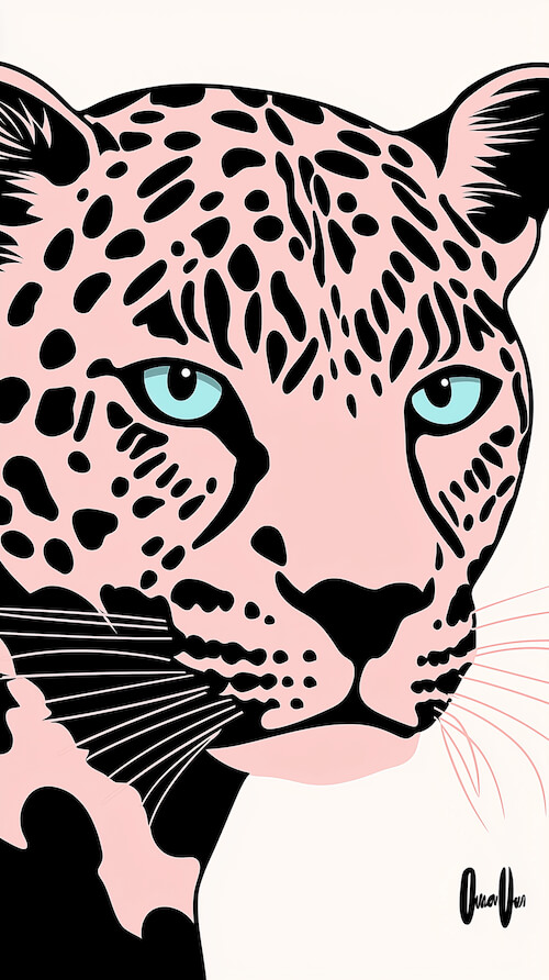 minimalist-vector-art-portrait-of-a-leopard-in-pastel-pink-and-black