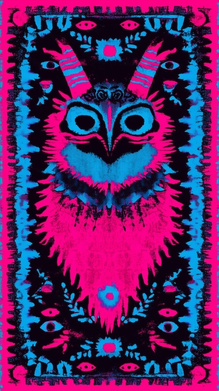 neon-tie-dye-pattern-with-an-owl-shaped-portal-in-the-center