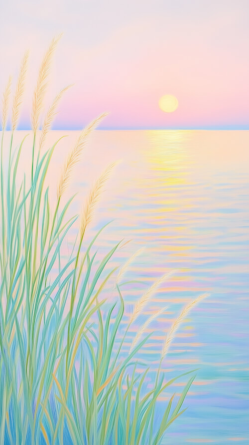 oil-painting-depicting-tall-grass-and-the-sea-with-pastel-colors