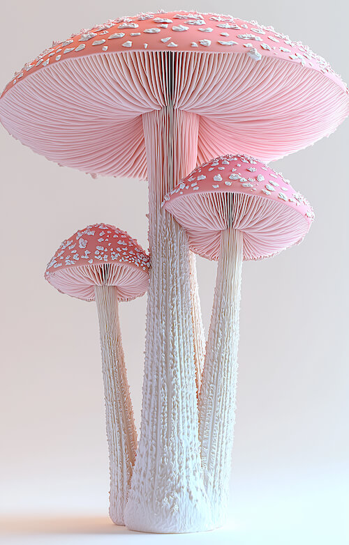 pink-mushroom-sculpture-on-a-white-background