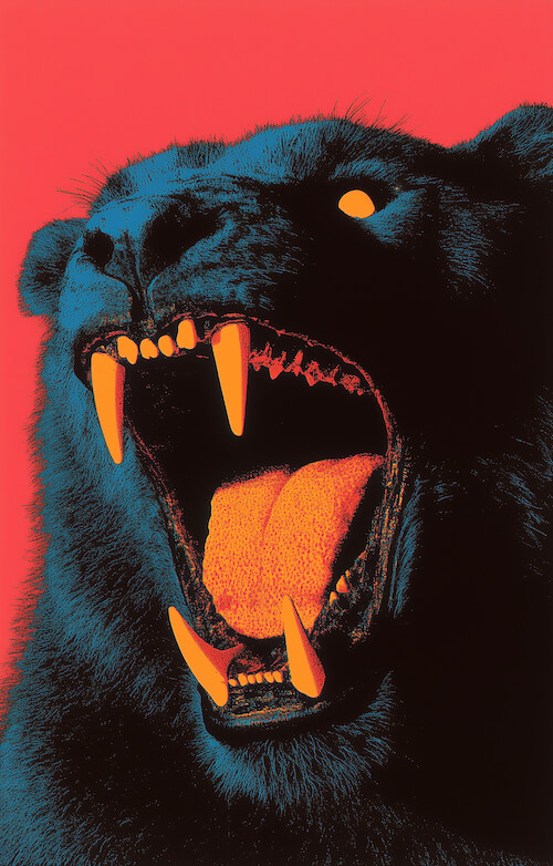 poster-depicting-an-aggressive-black-panther-baring-its-teeth