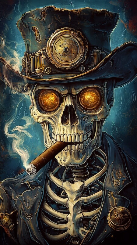 skeleton-wearing-an-old-top-hat-and-smoking-a-cigar