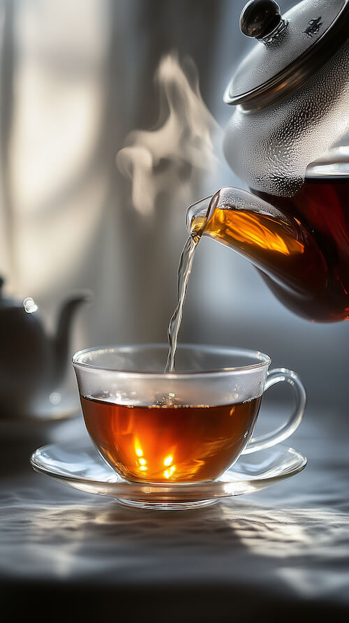 steaming-cup-of-black-tea-is-being-poured-from-the-teapot