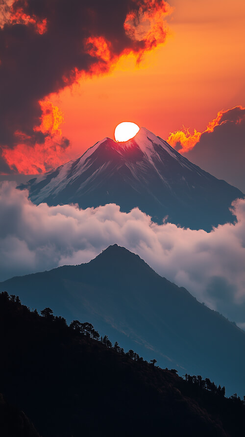 stunning-sunset-behind-mount-fuji-casting-an-orange-glow