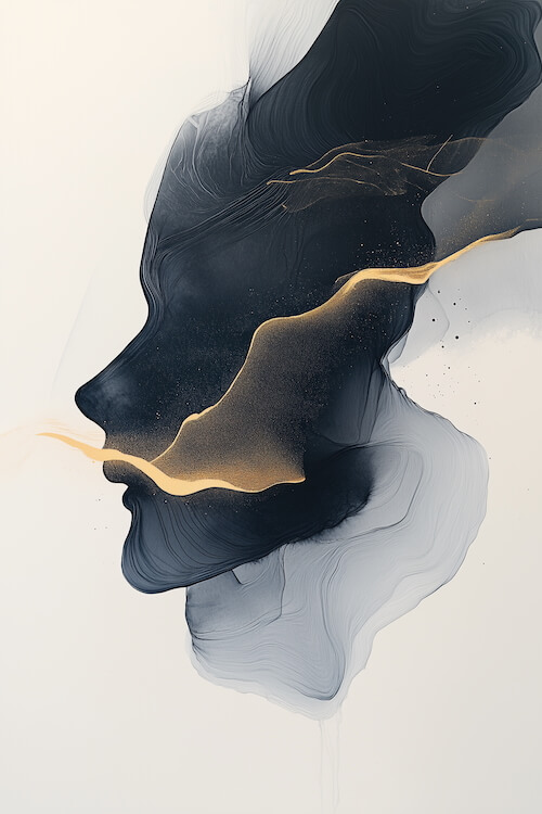 abstract-face-made-of-smoke-with-gold-and-black-lines