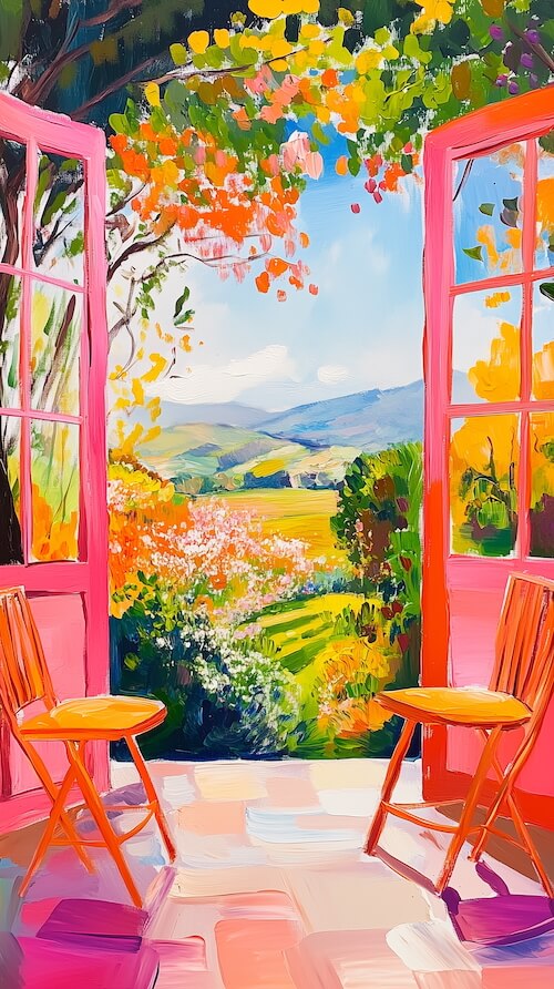 beautiful-view-of-the-french-countryside-from-an-open-pink-door