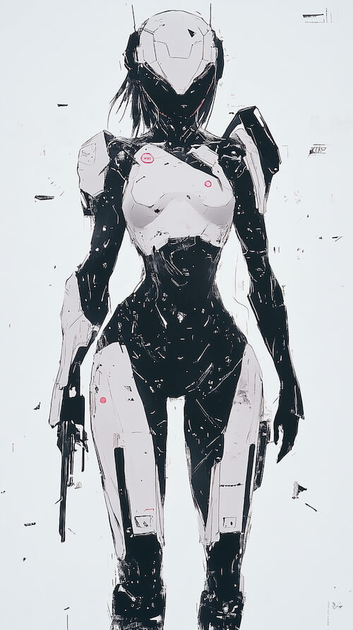 black-and-white-anime-drawing-of-an-elegant-female-robot