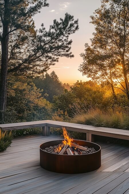 minimalist-fire-pit-on-the-deck-of-an-outdoor-wooden-seating-area