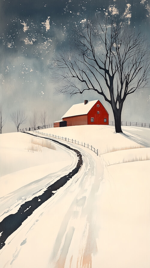 red-barn-in-the-distance-surrounded-by-snow-covered-fields