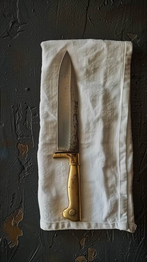 antique-golden-knife-with-its-blade-pointing-up