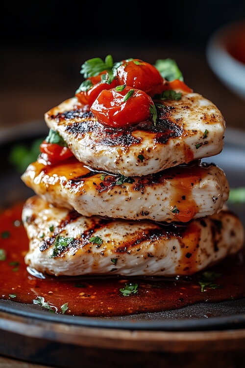 grilled-chicken-fillet-with-tomato-sauce-and-drizzled-honey