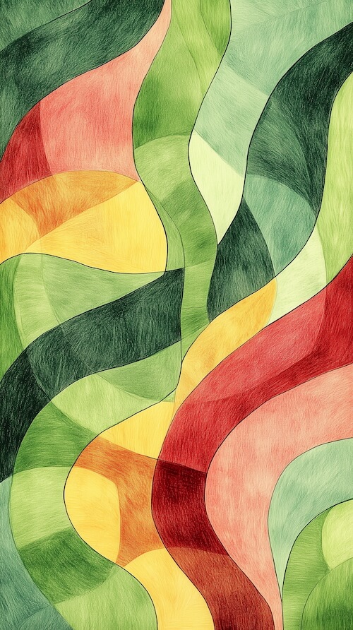 watercolor-painting-of-colorful-green-red-and-yellow-wavy-lines