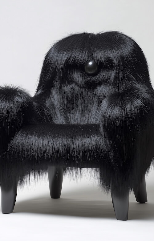 black-furry-chair-in-the-style-of-a-furry-monster