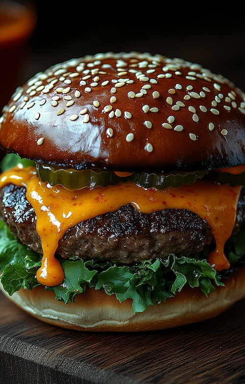 gourmet-cheeseburger-with-a-glossy-sesame-seed-bun